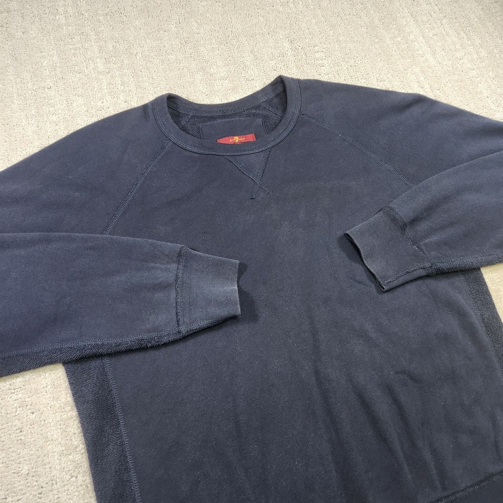 7 For All Mankind Sweatshirt Women Large French Terry Cotton Black Crewneck